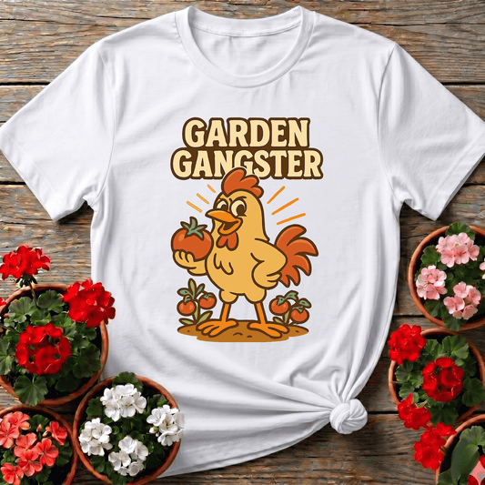 Garden Gangster Rooster Funny Tee - GardeningTshirts