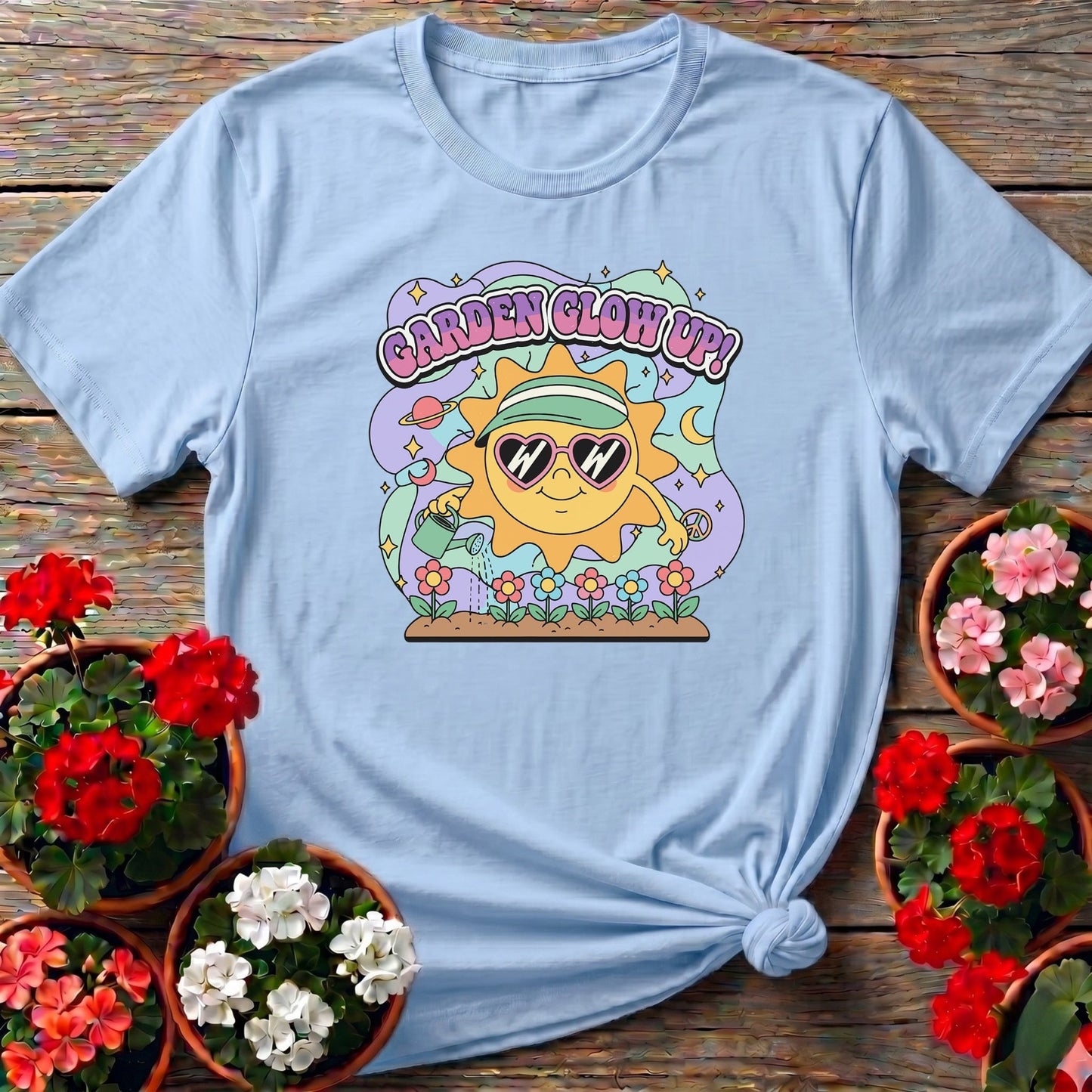Garden Glow Up 90s Y2k Happy Sun Tee - GardeningTshirts