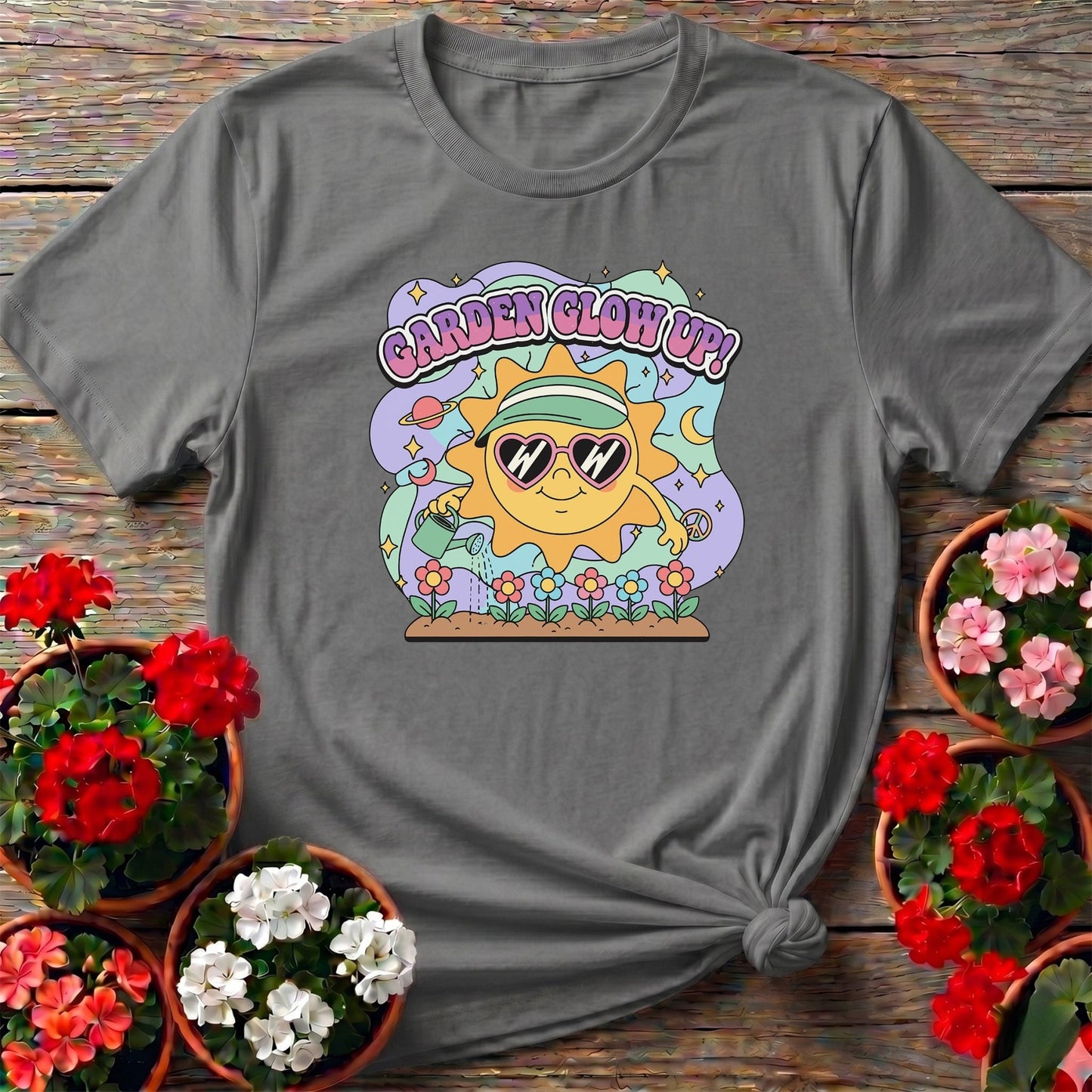 Garden Glow Up 90s Y2k Happy Sun Tee - GardeningTshirts