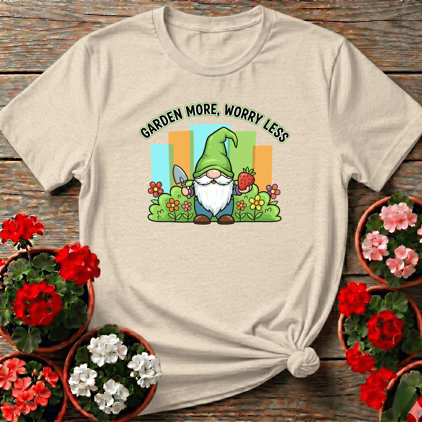 Garden More Worry Less Cute Gnome Strawberry T-shirt - GardeningTshirts