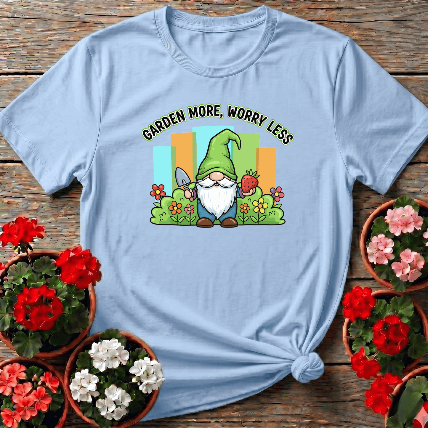 Garden More Worry Less Cute Gnome Strawberry T-shirt - GardeningTshirts