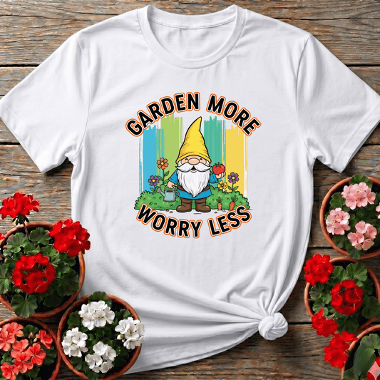 Garden More Worry Less Cute Gnome Veggie T-shirt - GardeningTshirts