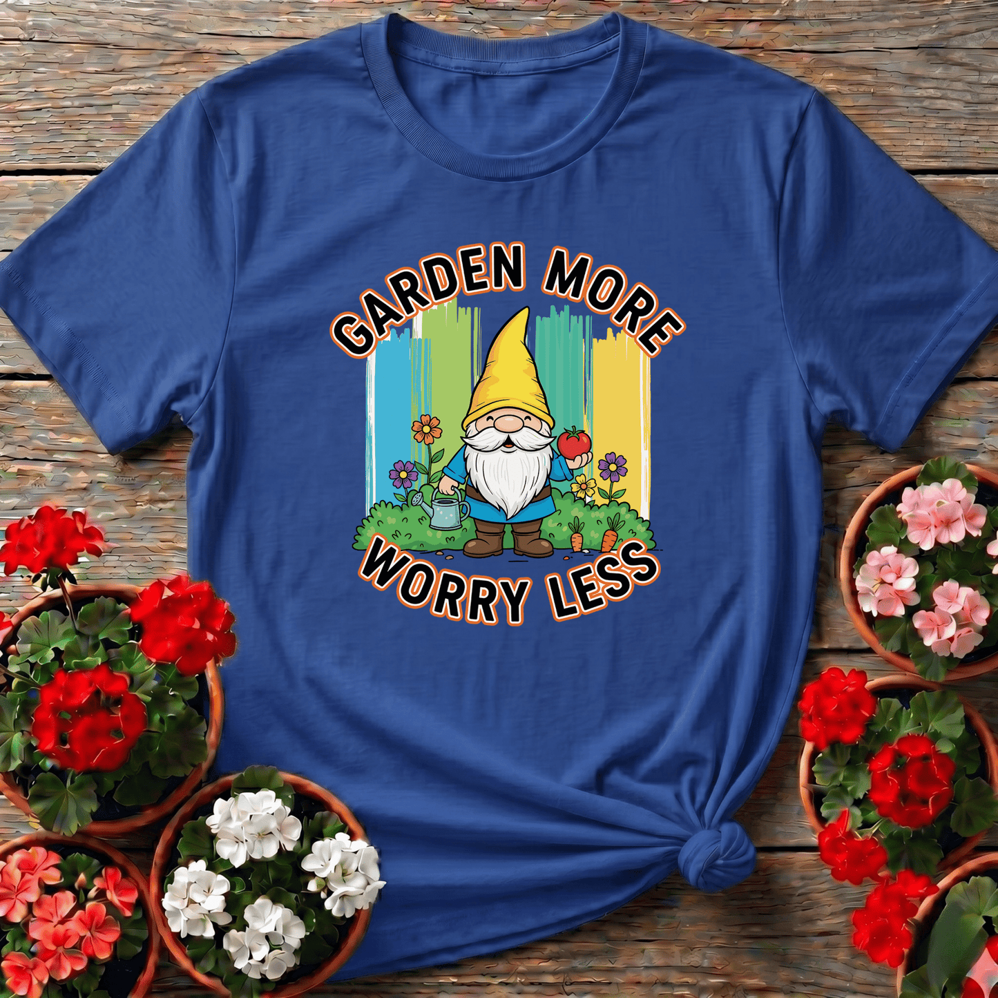 Garden More Worry Less Cute Gnome Veggie T-shirt - GardeningTshirts
