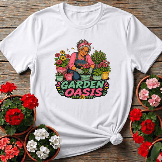 Garden Oasis Grandma Gardener Floral Graphic Tee - GardeningTshirts