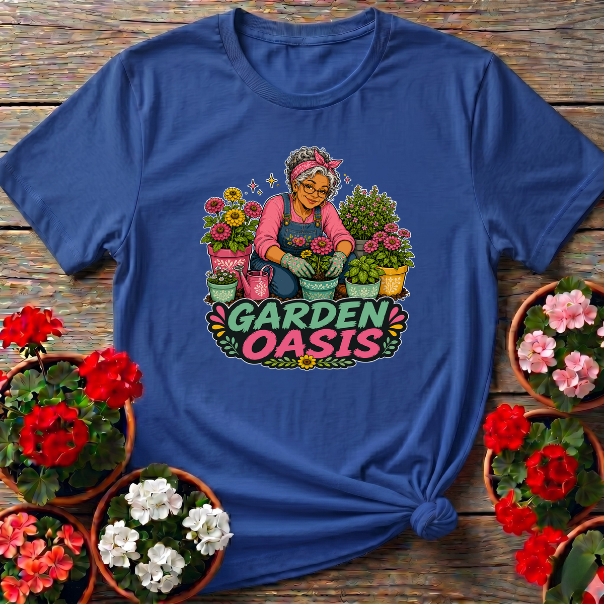 Garden Oasis Grandma Gardener Floral Graphic Tee - GardeningTshirts