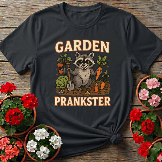 Garden Prankster Raccoon Garden T shirt - GardeningTshirts