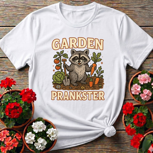 Garden Prankster Raccoon Garden T shirt - GardeningTshirts