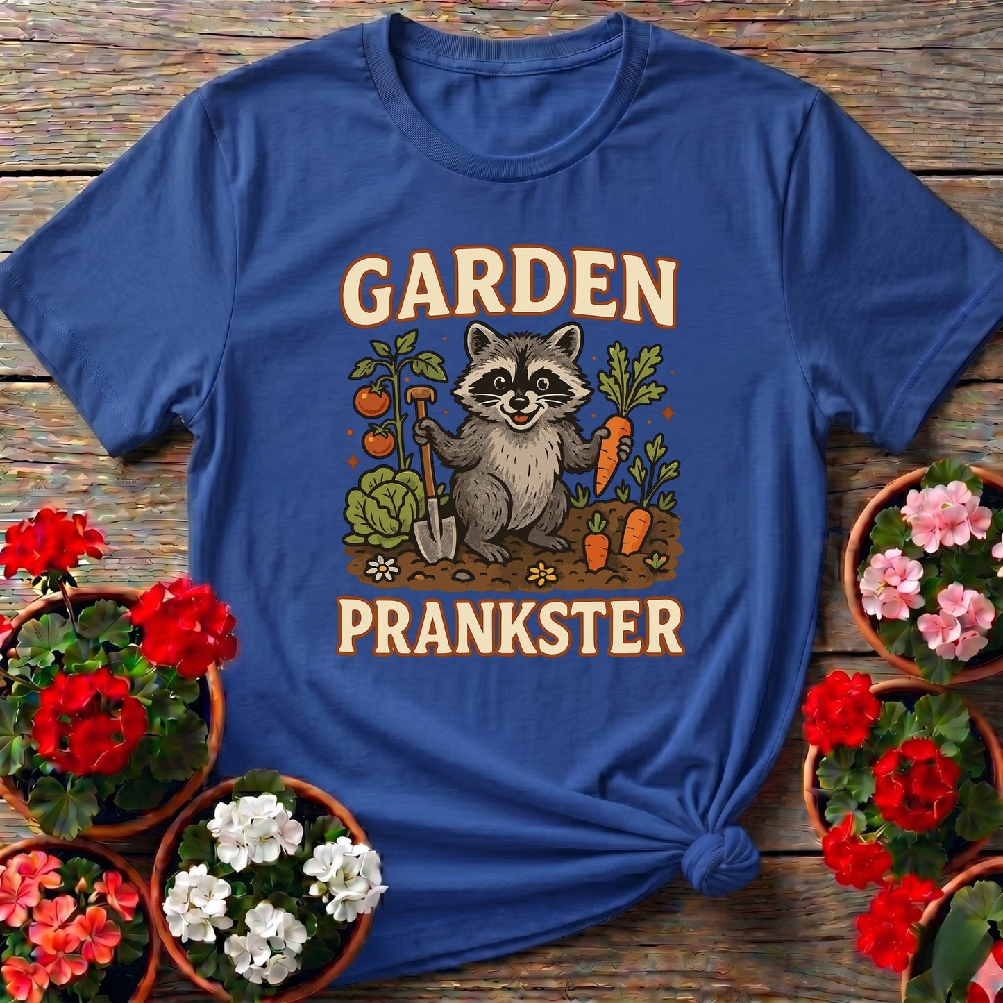 Garden Prankster Raccoon Garden T shirt - GardeningTshirts