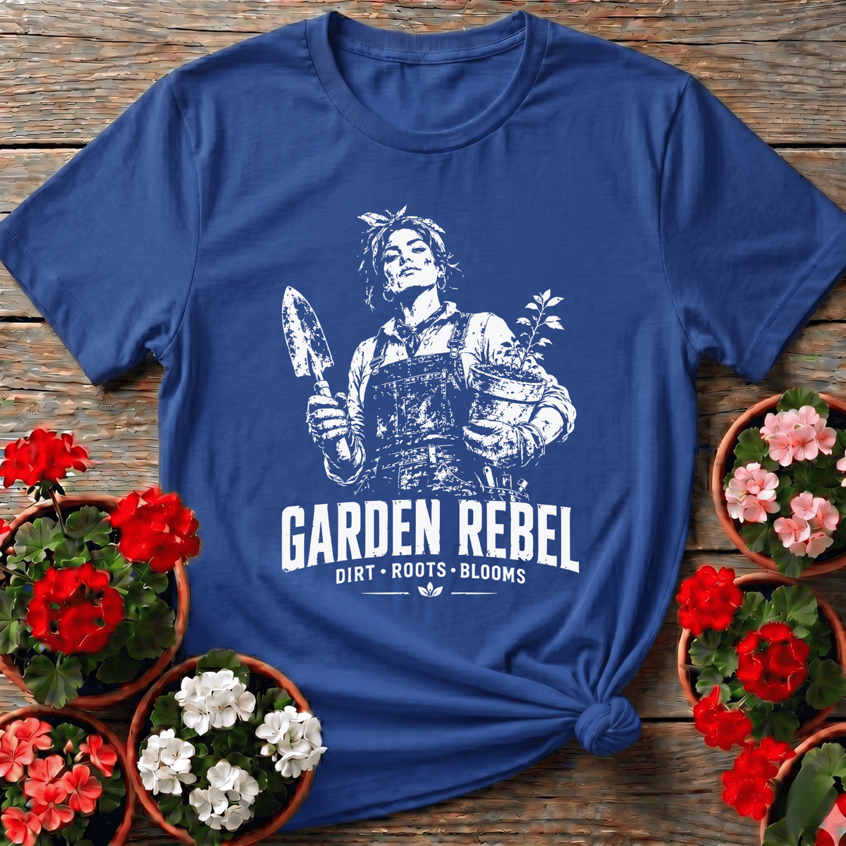 Garden Rebel Vintage Woman in Overalls Gardening T-Shirt - GardeningTshirts