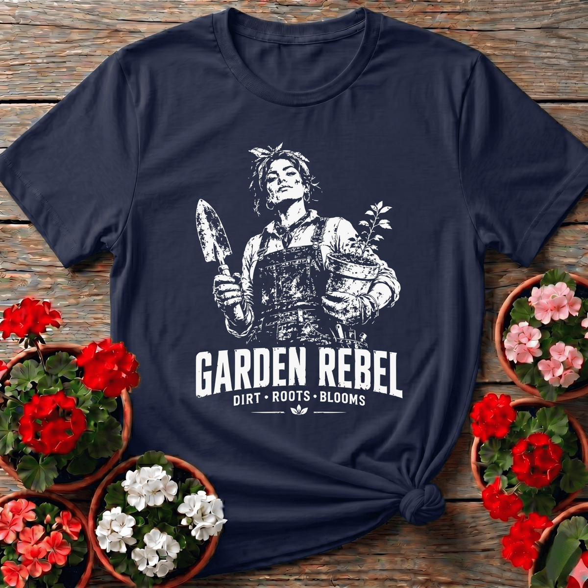 Garden Rebel Vintage Woman in Overalls Gardening T-Shirt - GardeningTshirts