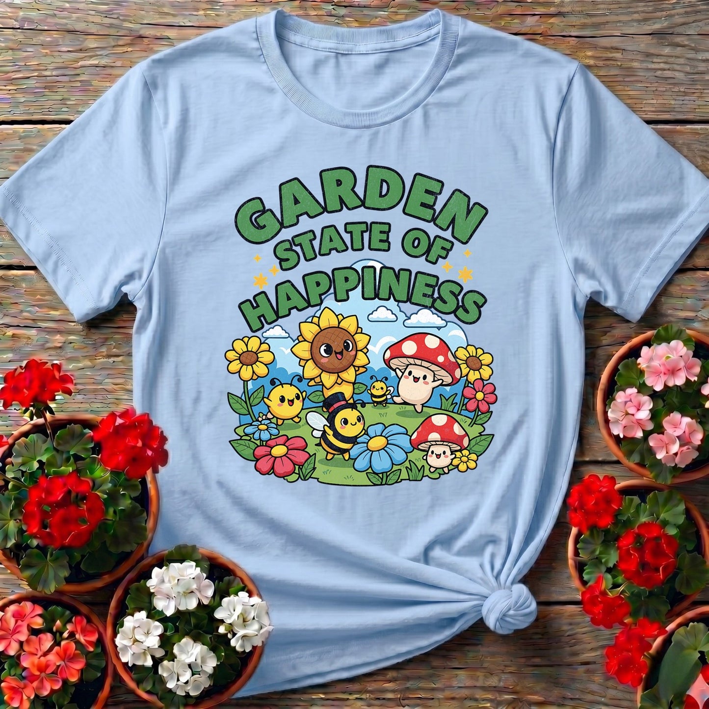 Garden State Of Happiness Whimsical Tee - GardeningTshirts