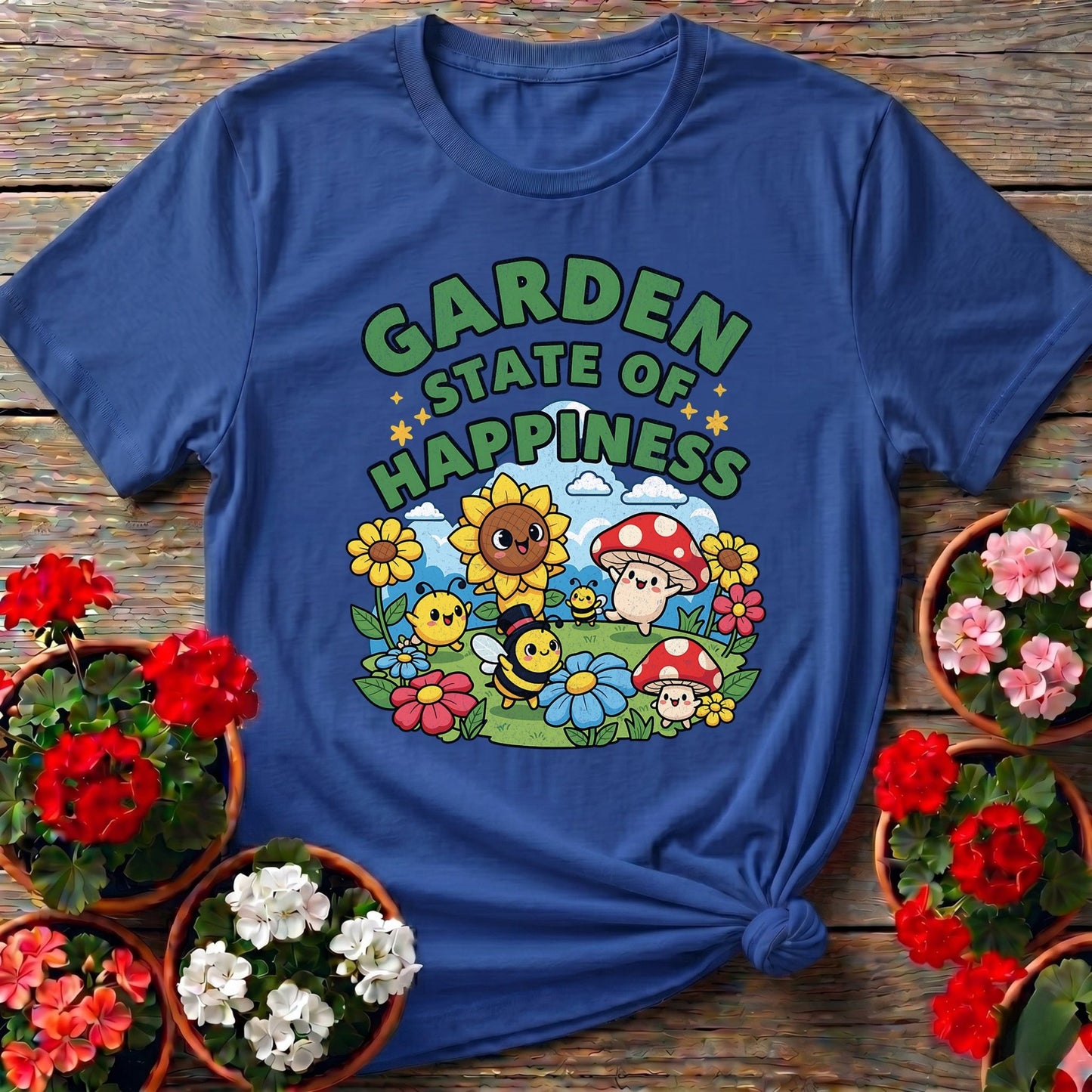 Garden State Of Happiness Whimsical Tee - GardeningTshirts