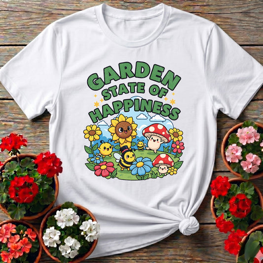 Garden State Of Happiness Whimsical Tee - GardeningTshirts