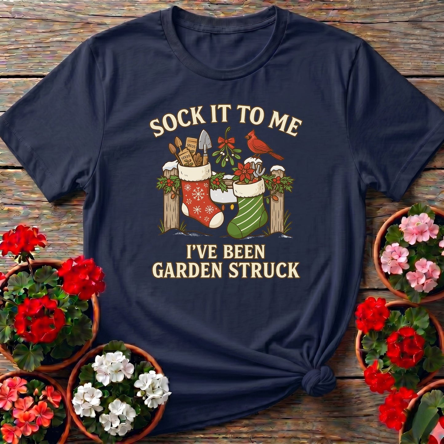 Garden Struck Vintage Style Christmas T-shirt - GardeningTshirts
