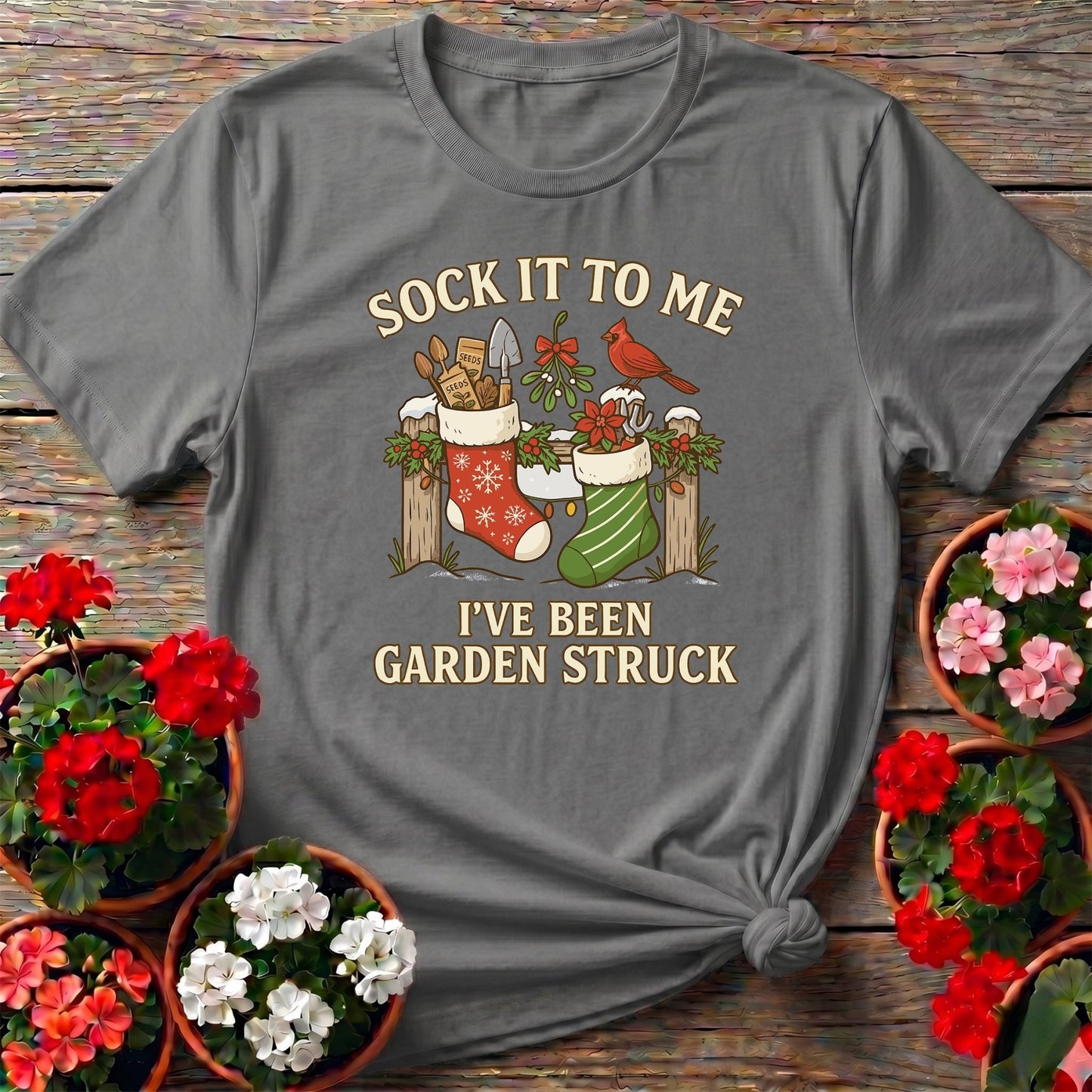 Garden Struck Vintage Style Christmas T-shirt - GardeningTshirts