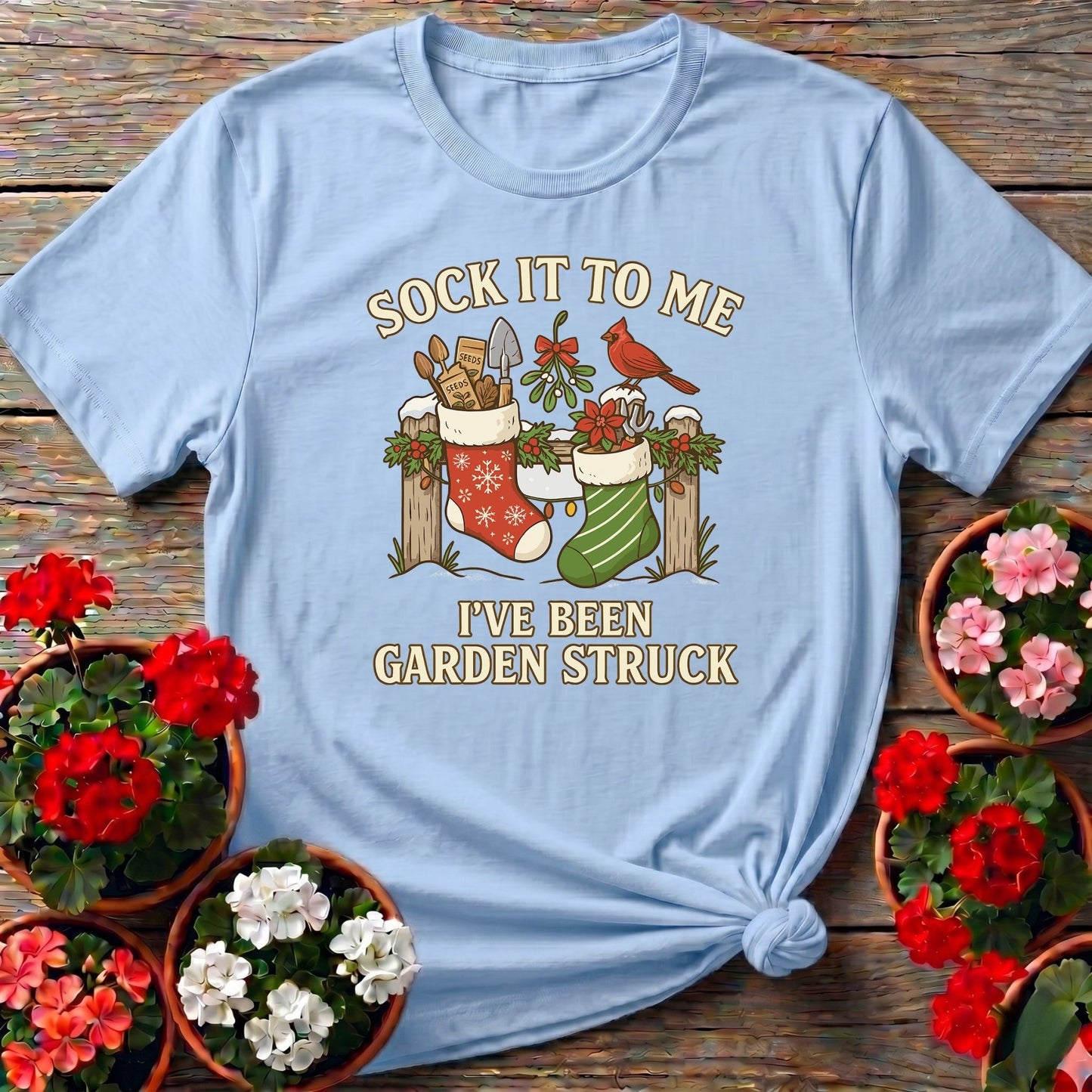 Garden Struck Vintage Style Christmas T-shirt - GardeningTshirts