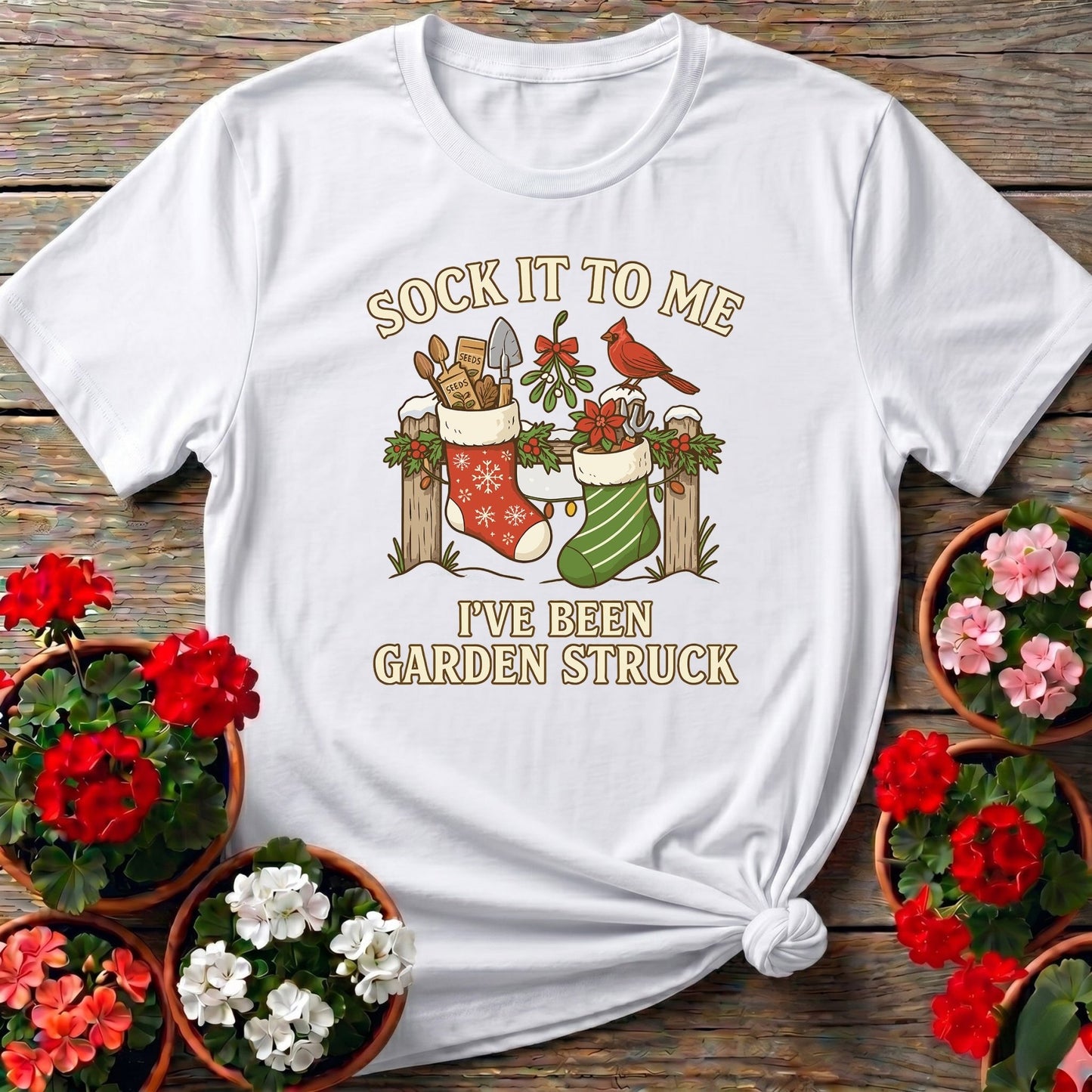 Garden Struck Vintage Style Christmas T-shirt - GardeningTshirts