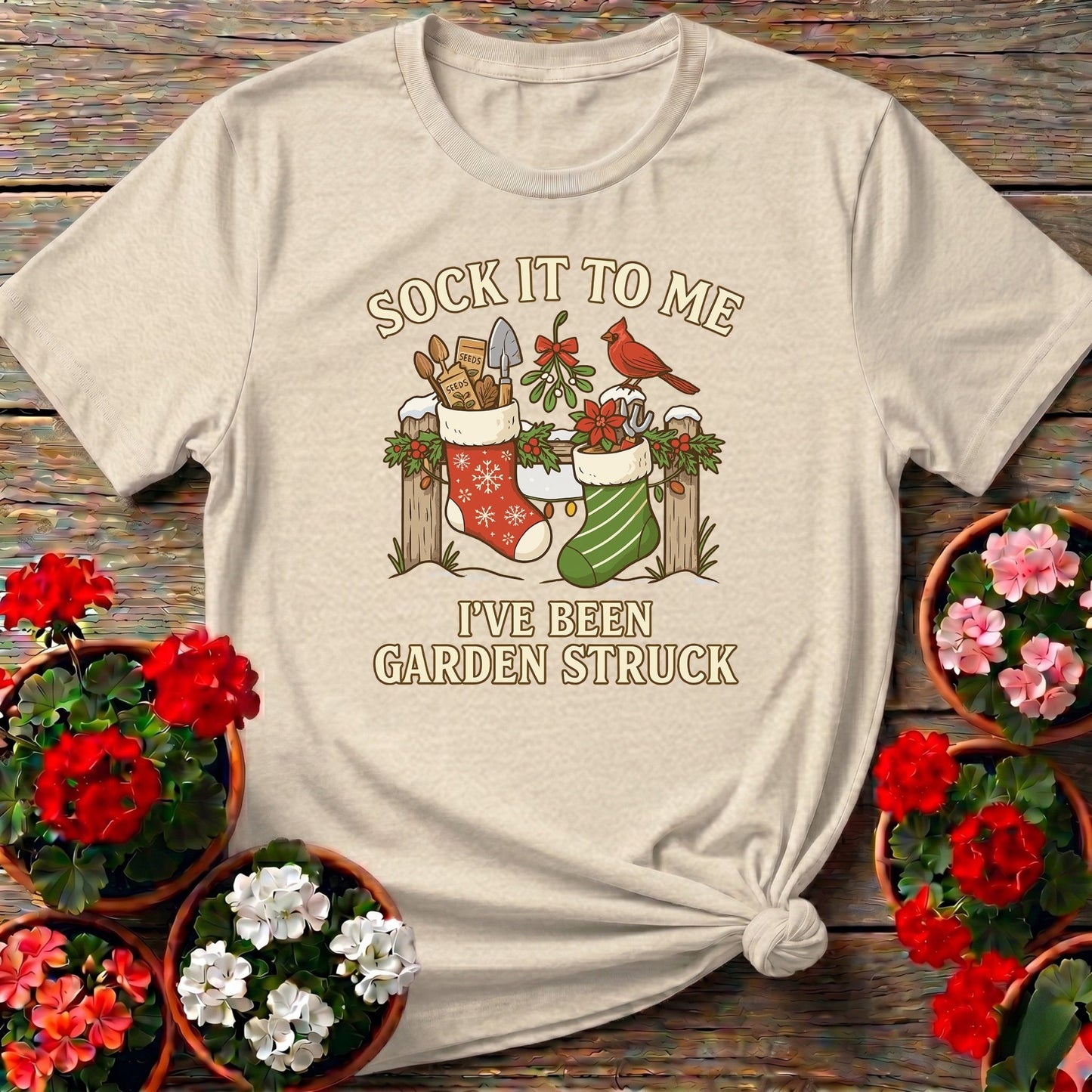 Garden Struck Vintage Style Christmas T-shirt - GardeningTshirts