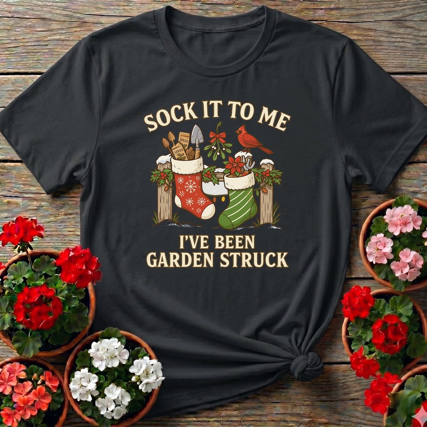 Garden Struck Vintage Style Christmas T-shirt - GardeningTshirts