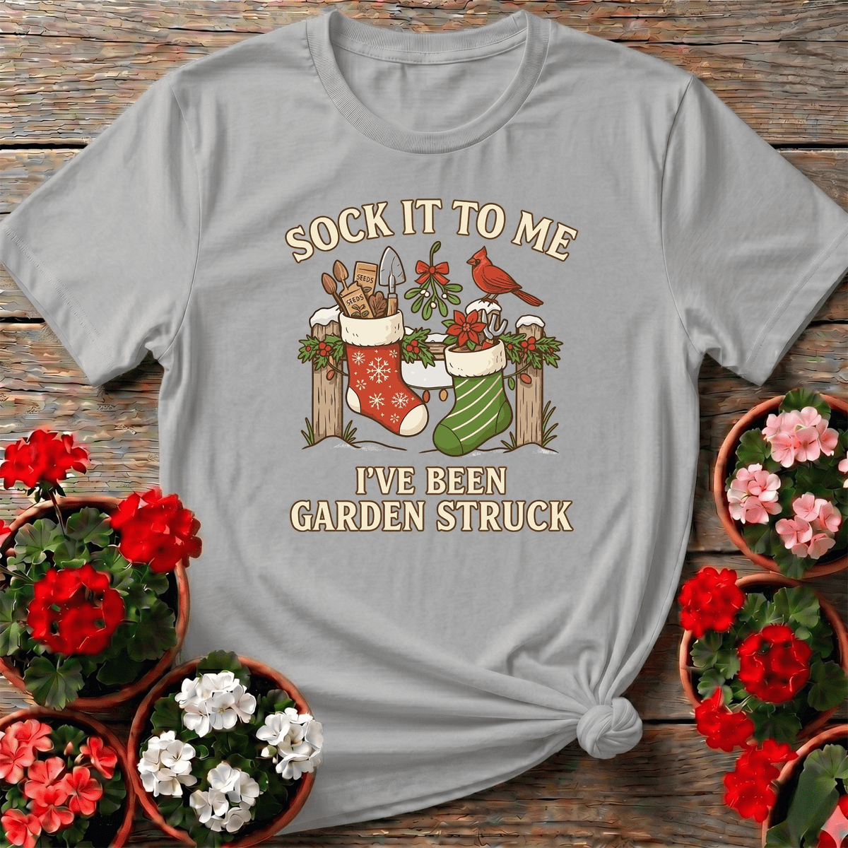 Garden Struck Vintage Style Christmas T-shirt - GardeningTshirts
