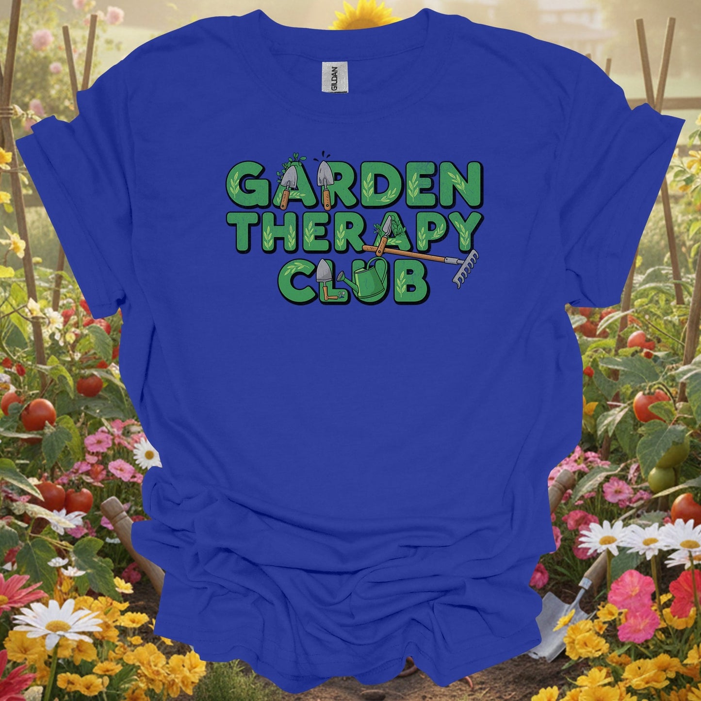 "Garden Therapy Club" Vintage Slogan T-Shirt - GardeningTshirts