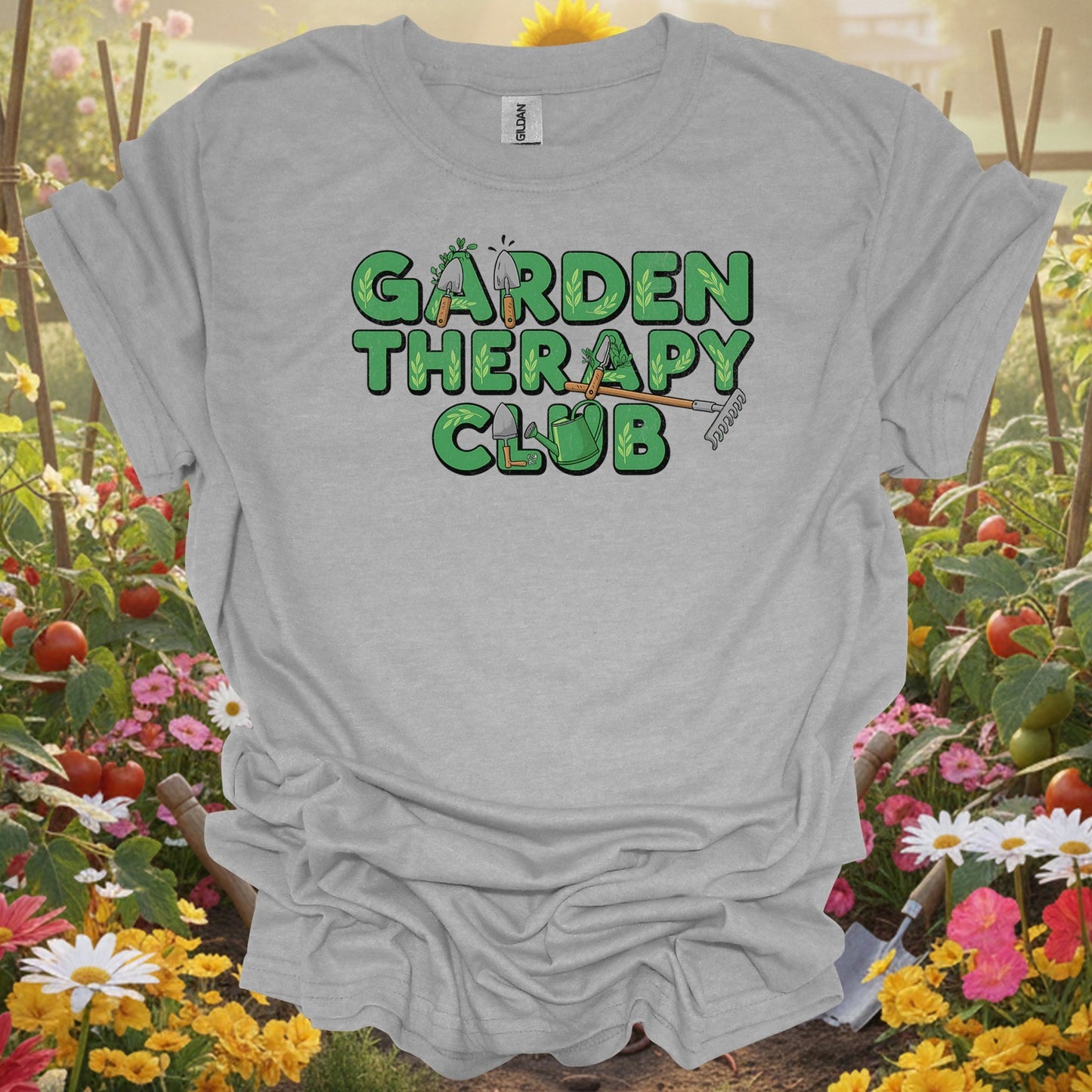 "Garden Therapy Club" Vintage Slogan T-Shirt - GardeningTshirts