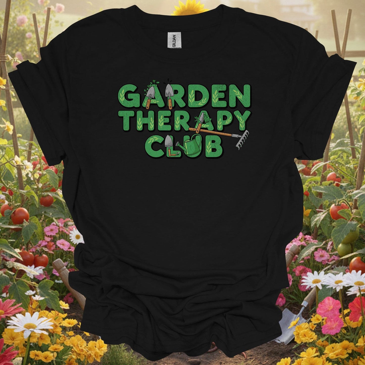 "Garden Therapy Club" Vintage Slogan T-Shirt - GardeningTshirts