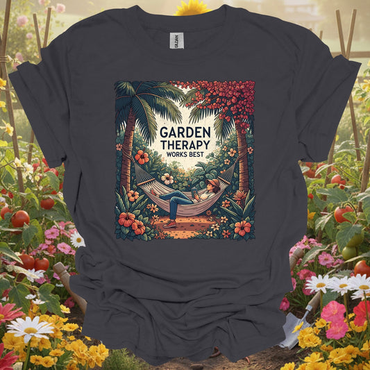 "Garden Therapy Works Best" Aesthetic Wellness Gardener Escape Shirt - GardeningTshirts