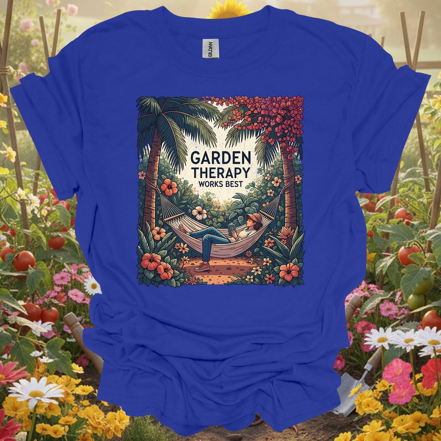 "Garden Therapy Works Best" Aesthetic Wellness Gardener Escape Shirt - GardeningTshirts