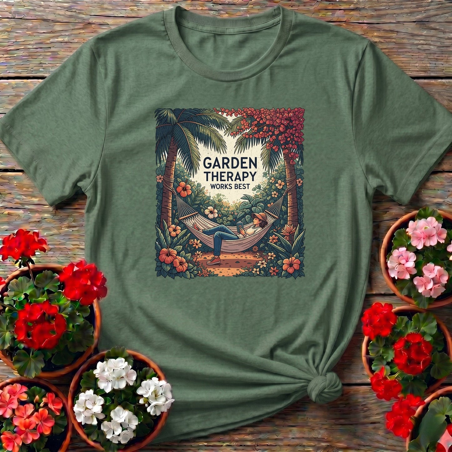 Garden Therapy Works Best Aesthetic Wellness Tee - GardeningTshirts