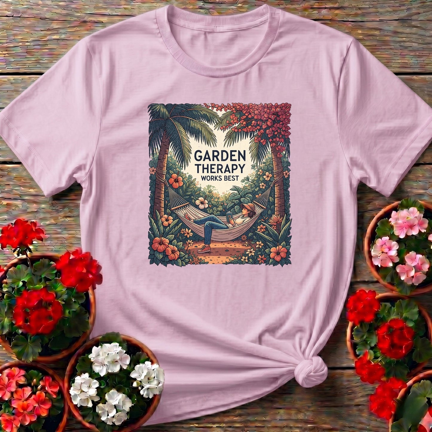 Garden Therapy Works Best Aesthetic Wellness Tee - GardeningTshirts
