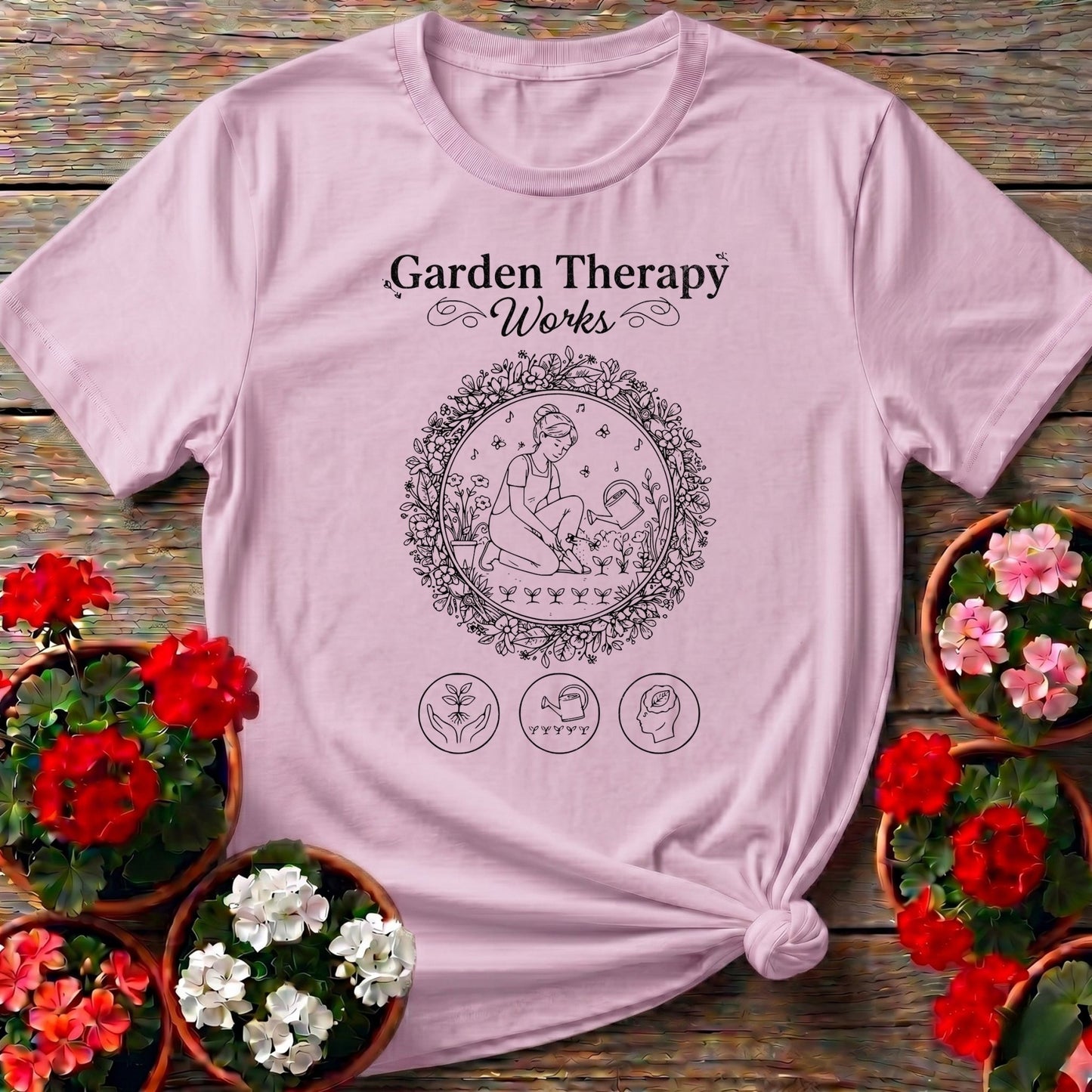 Garden Therapy Works Botanical T-shirt - GardeningTshirts