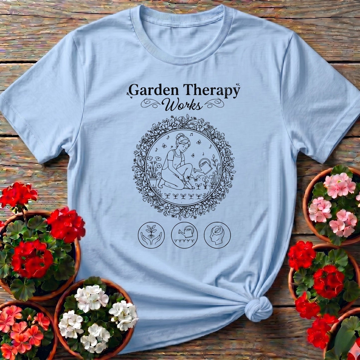 Garden Therapy Works Botanical T-shirt - GardeningTshirts