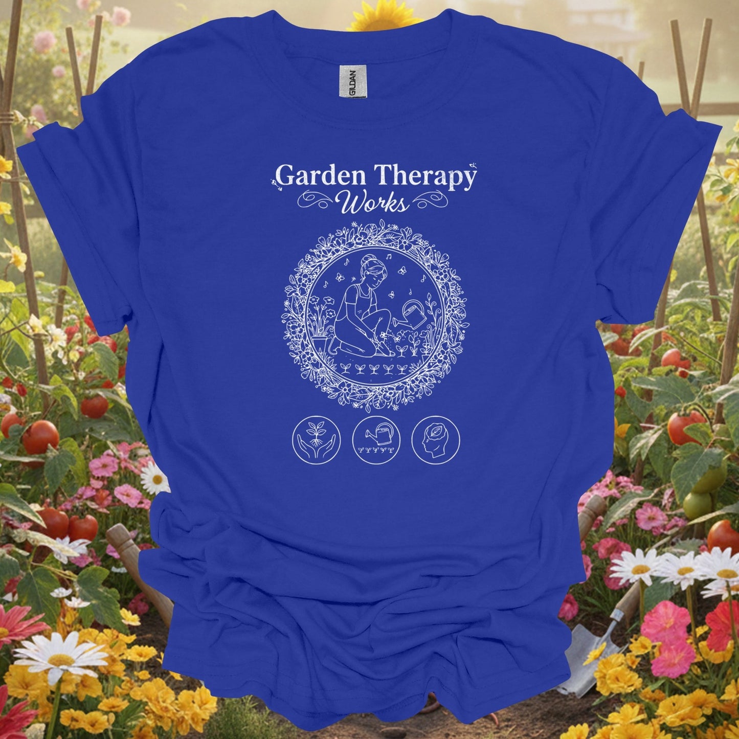 "Garden Therapy Works" Vintage Botanical T-Shirt - GardeningTshirts