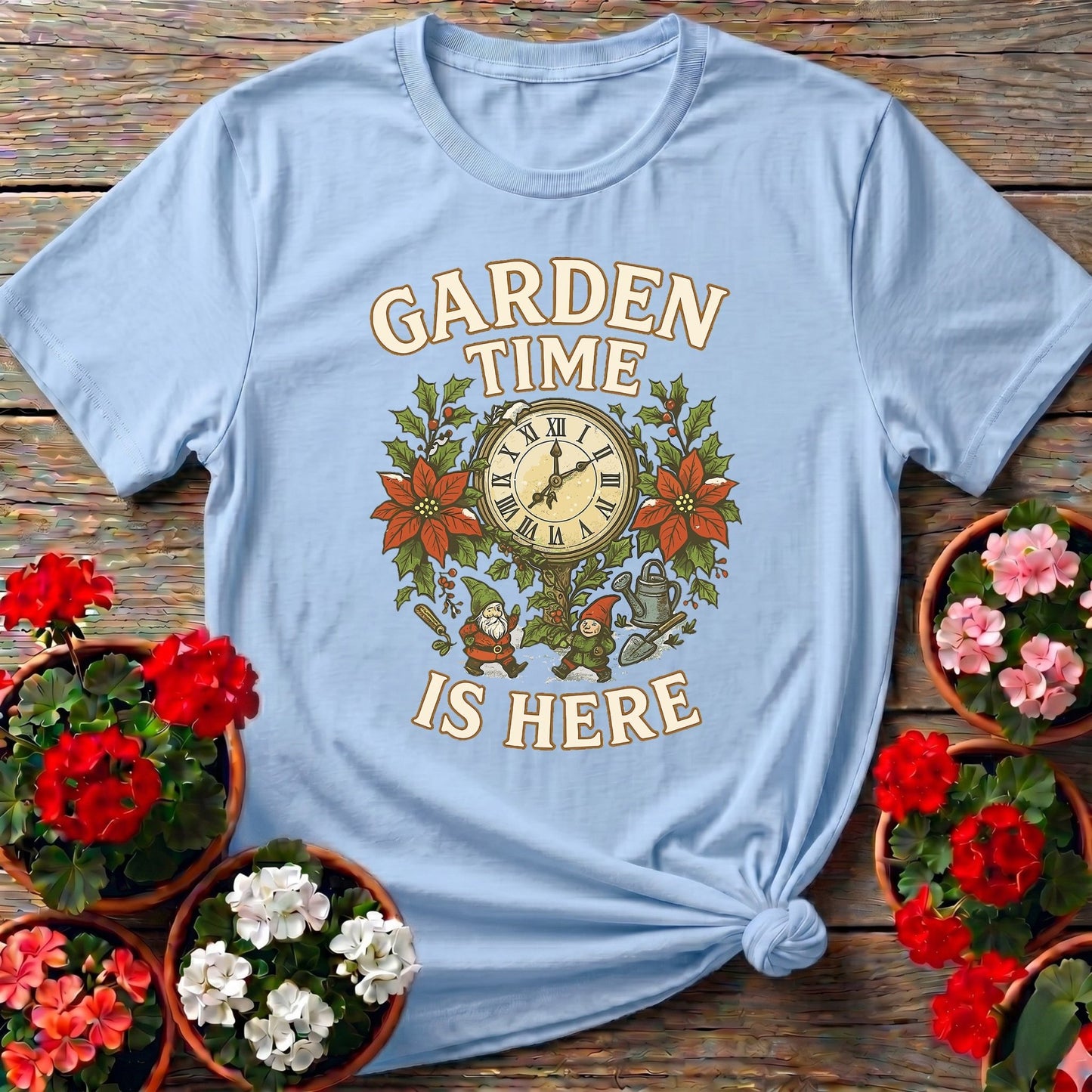 Garden Time Is Here Christmas Gnome T-shirt - GardeningTshirts