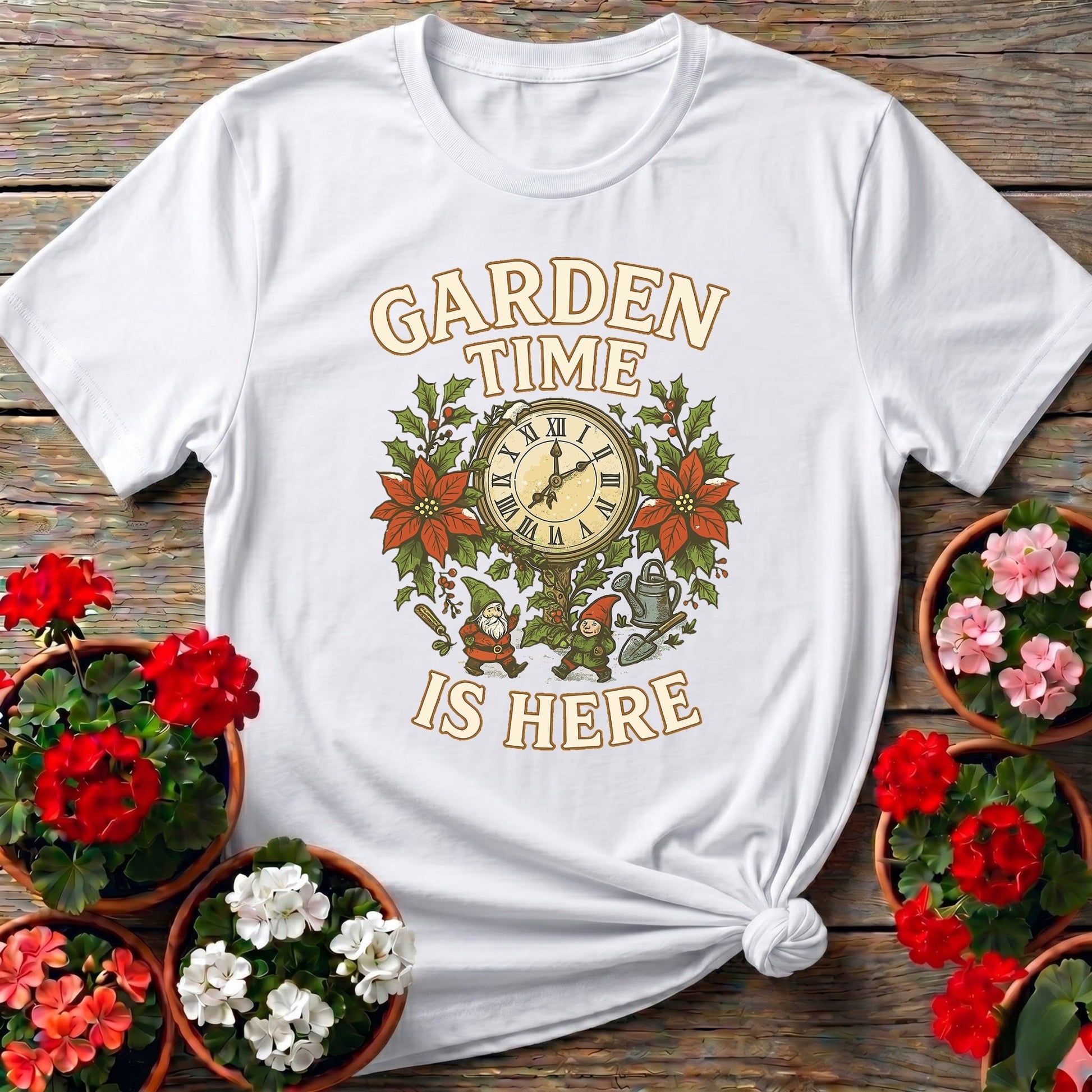Garden Time Is Here Christmas Gnome T-shirt - GardeningTshirts