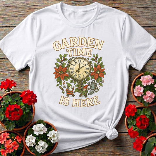 Garden Time Is Here Christmas Gnome T-shirt - GardeningTshirts