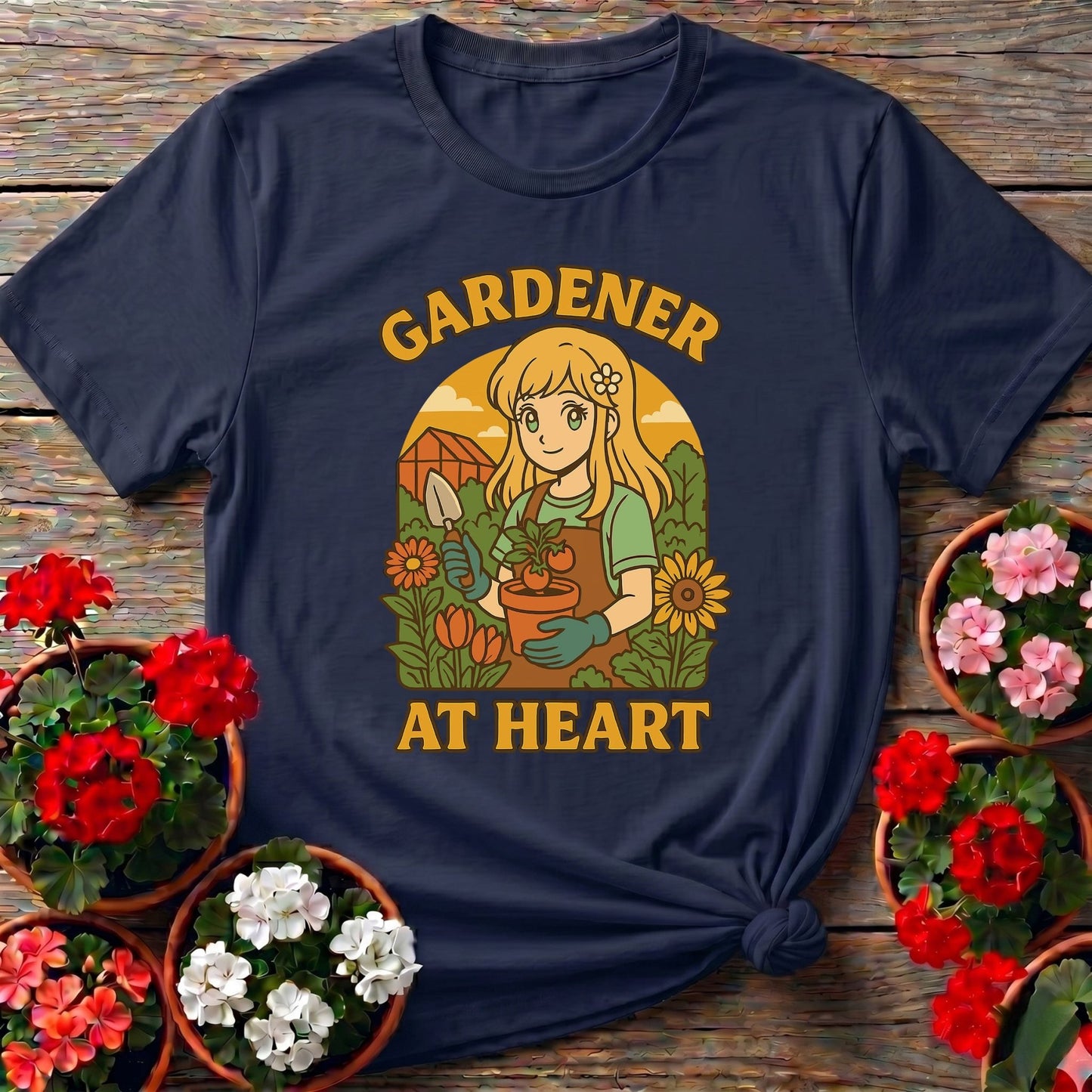 Gardener At Heart Anime Wholesome Plant Lover Tee - GardeningTshirts