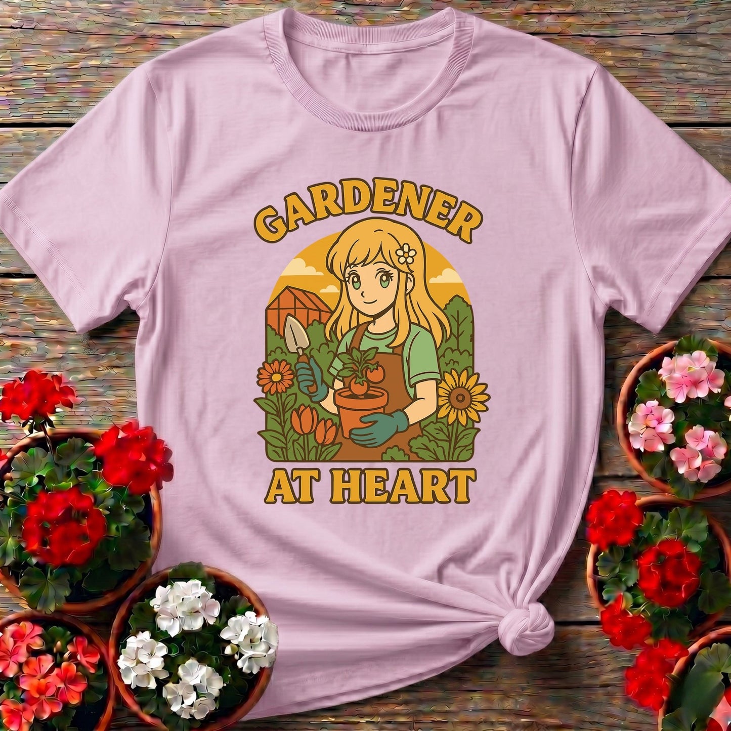 Gardener At Heart Anime Wholesome Plant Lover Tee - GardeningTshirts