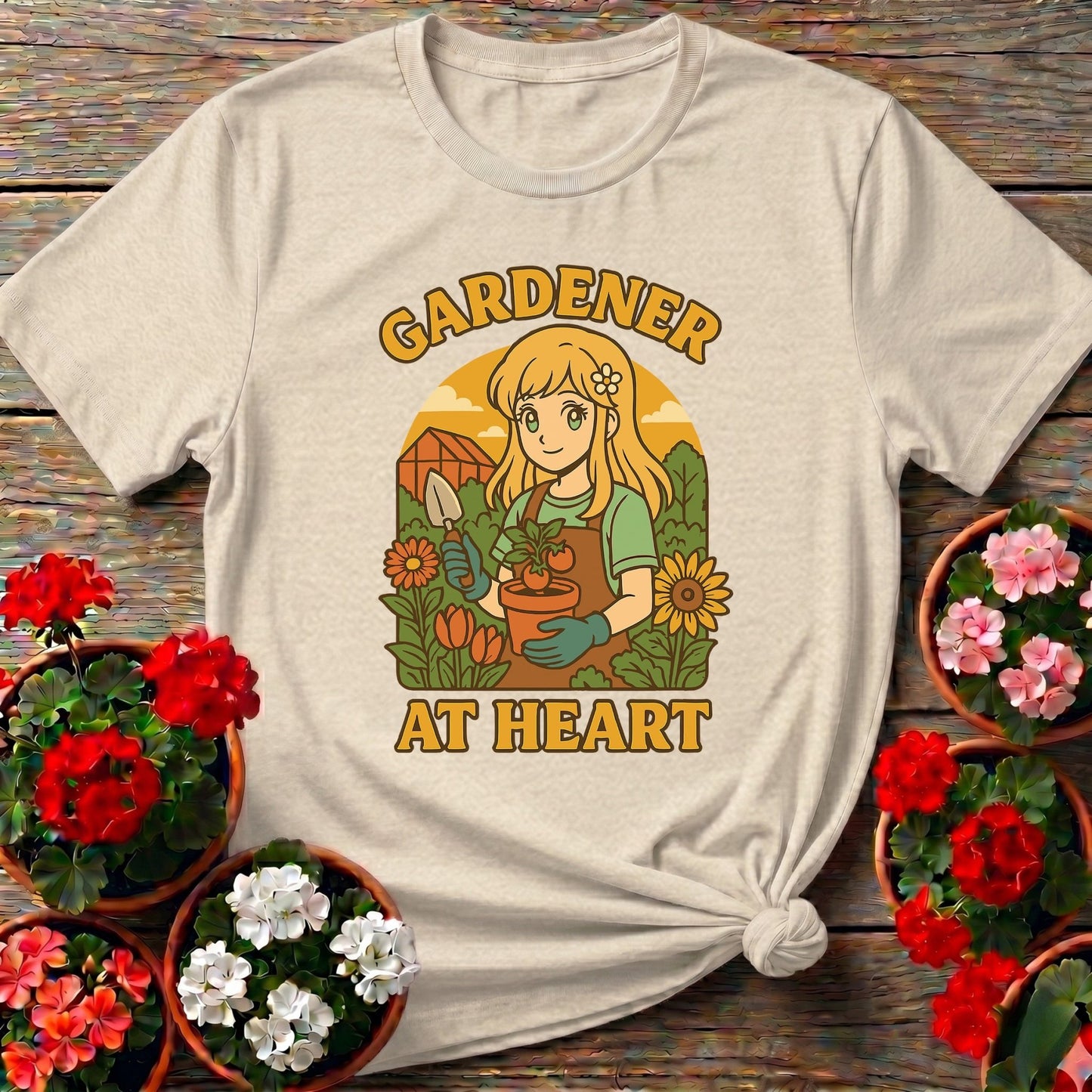 Gardener At Heart Anime Wholesome Plant Lover Tee - GardeningTshirts