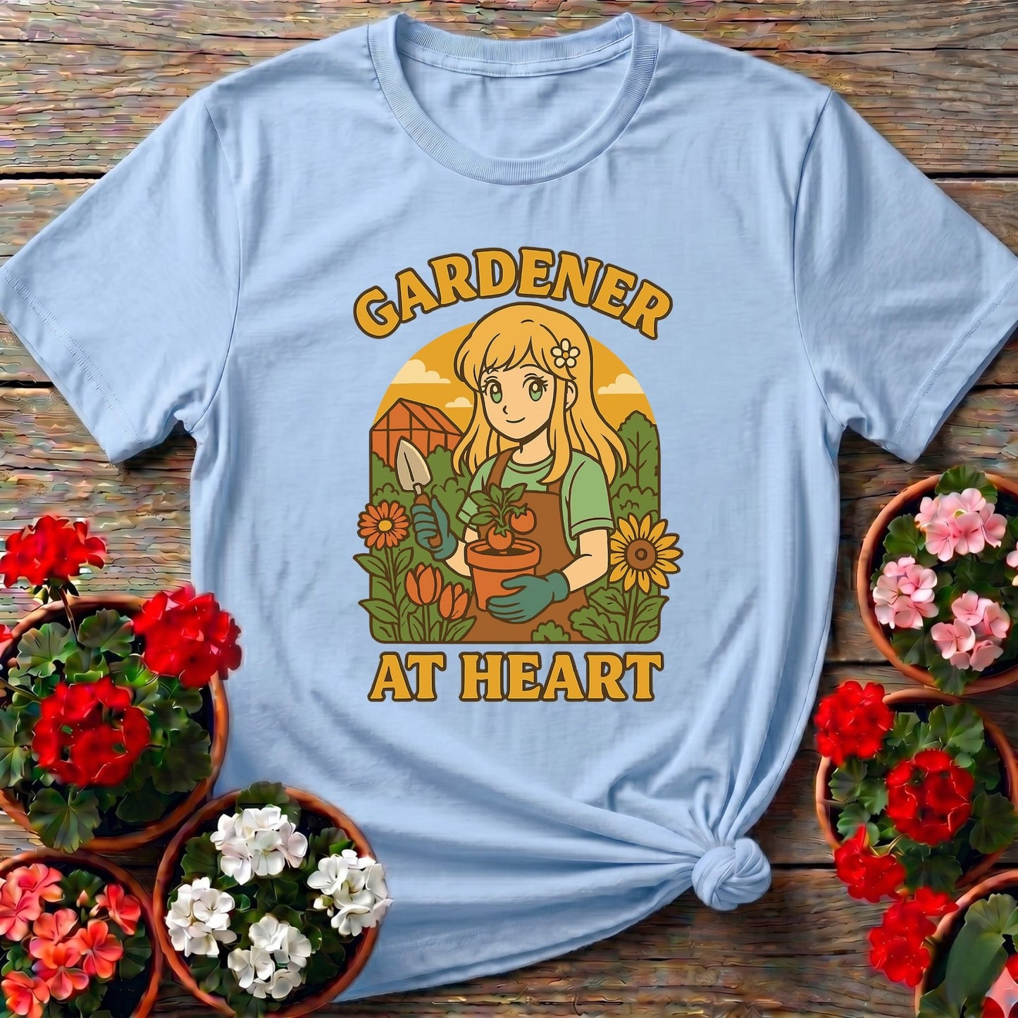 Gardener At Heart Anime Wholesome Plant Lover Tee - GardeningTshirts