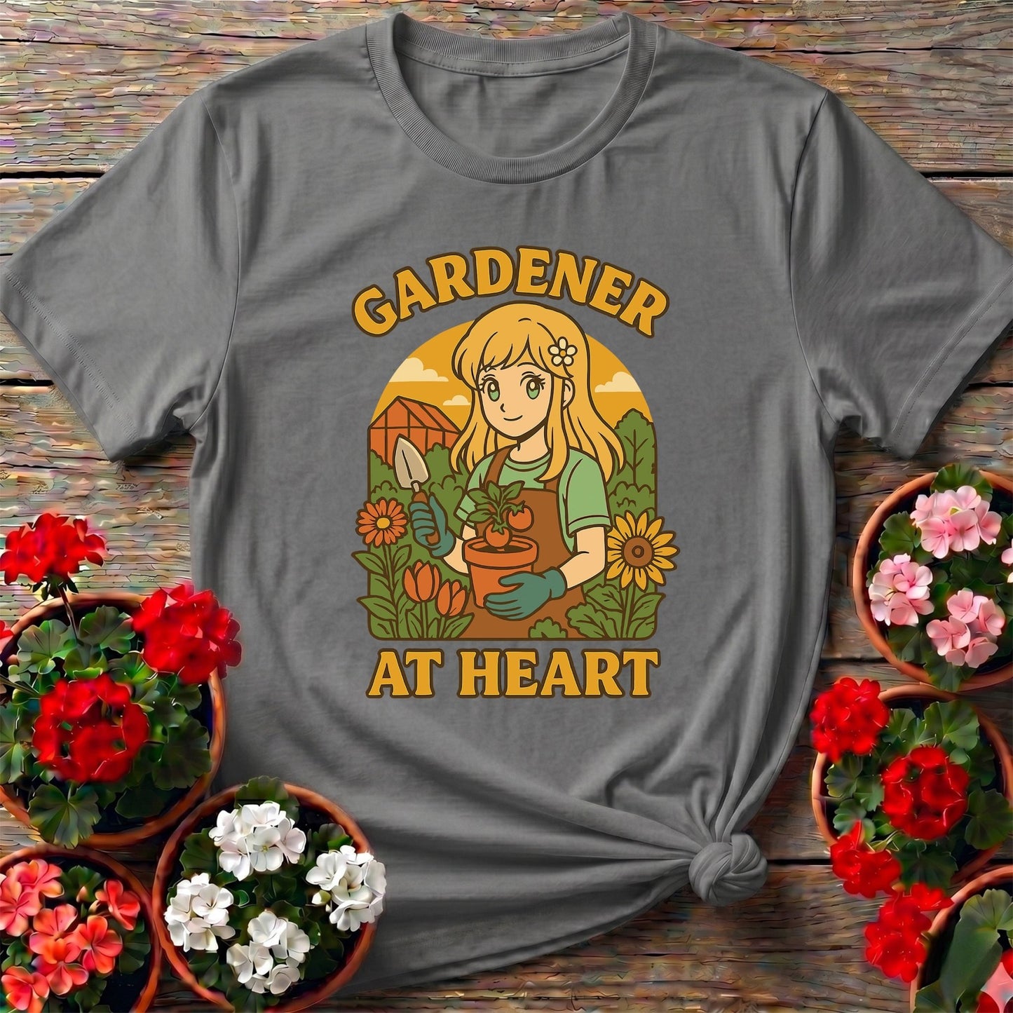 Gardener At Heart Anime Wholesome Plant Lover Tee - GardeningTshirts