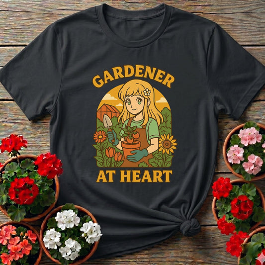 Gardener At Heart Anime Wholesome Plant Lover Tee - GardeningTshirts