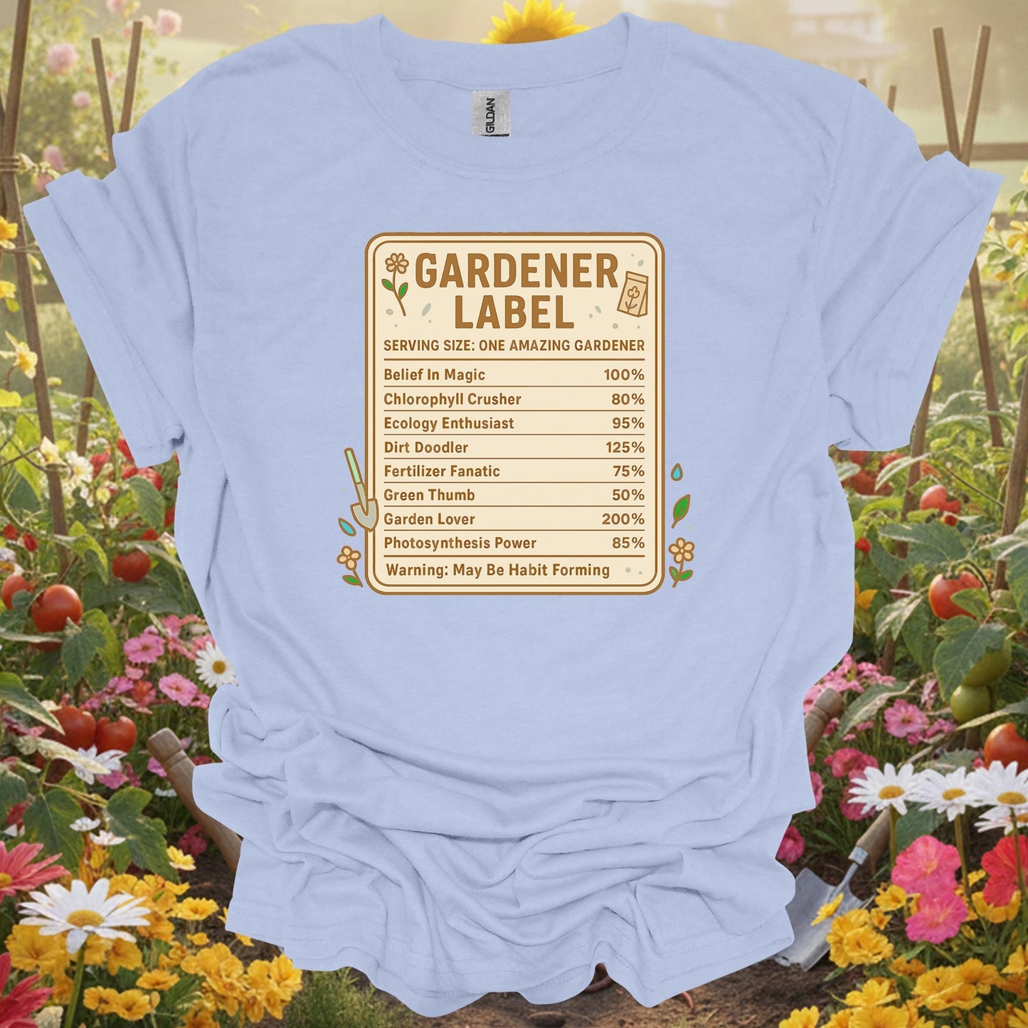 Navy blue gardener label funny gardening gardening shirt for serious gardeners, landscape pros, traditionalists, funny pla...