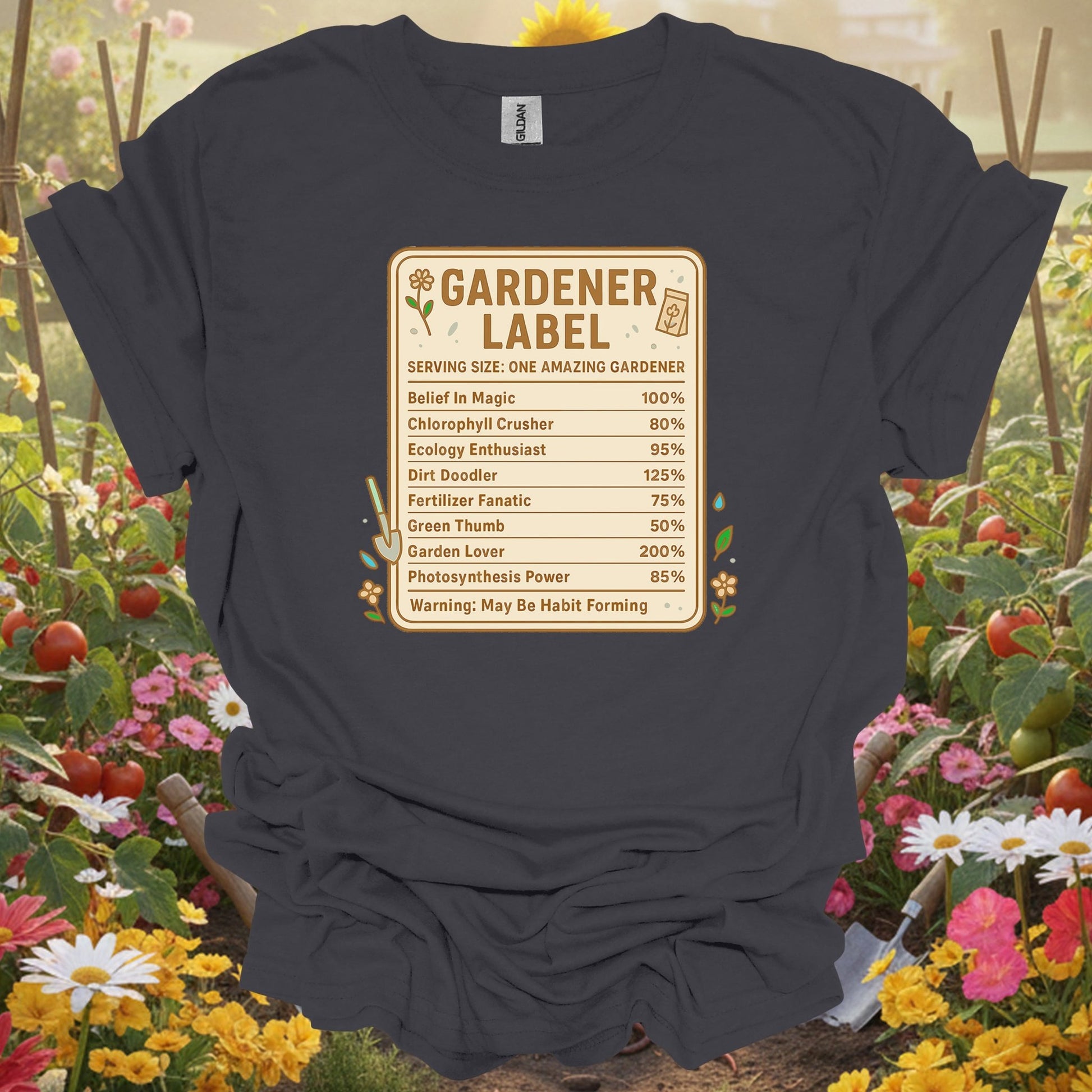 Light blue gardener label funny gardening gardening shirt for serious gardeners, landscape pros, traditionalists, funny pl...