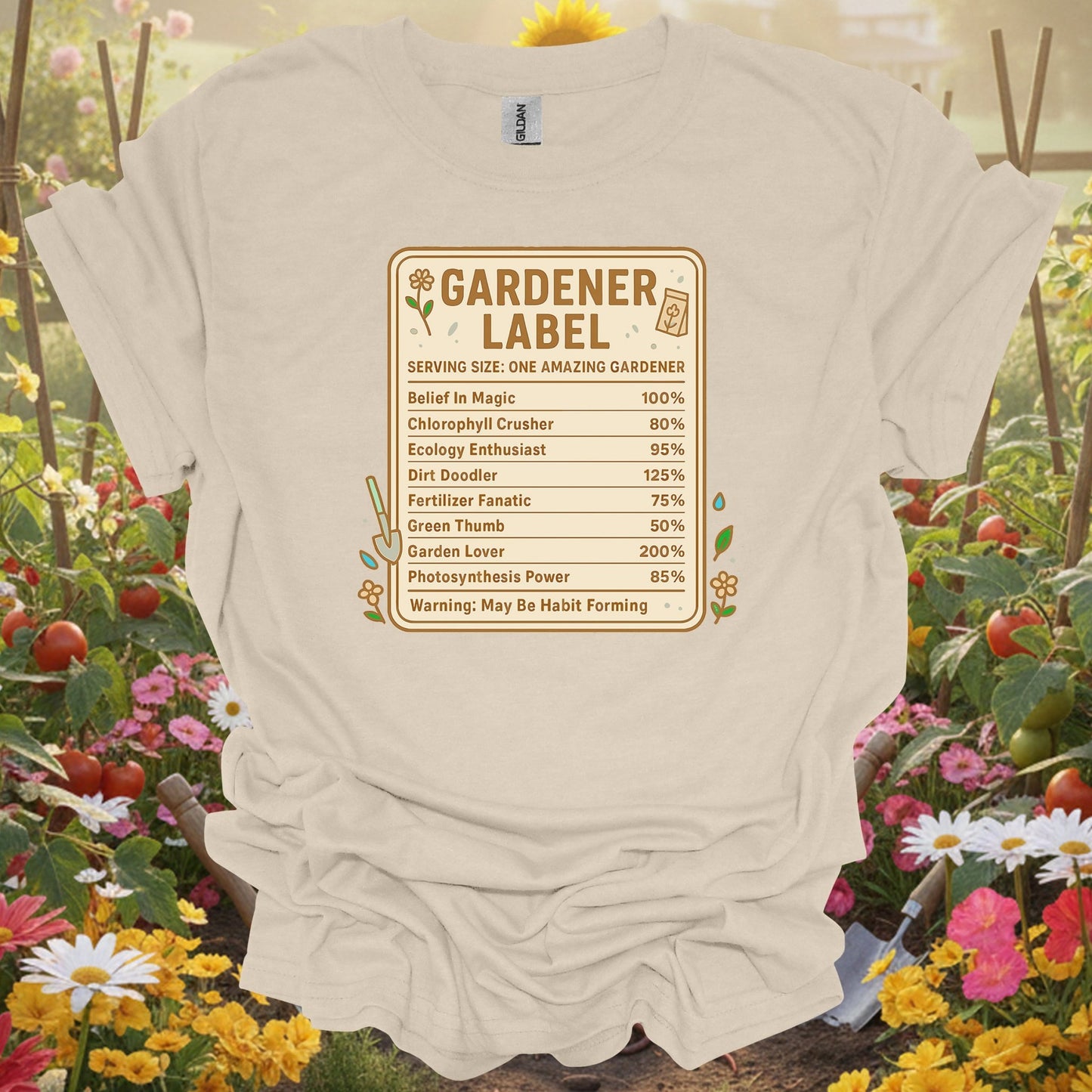 Natural gardener label funny gardening gardening shirt for serious gardeners, landscape pros, traditionalists, funny plant...