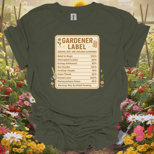 Charcoal gray gardener label funny gardening gardening shirt for serious gardeners, landscape pros, traditionalists, funny...