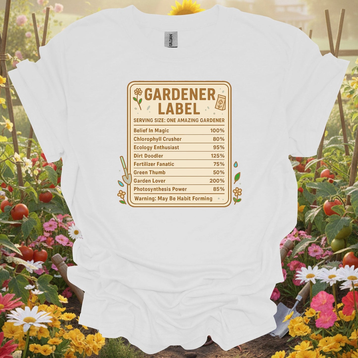 Black gardener label funny gardening gardening shirt for serious gardeners, landscape pros, traditionalists, funny plant f...