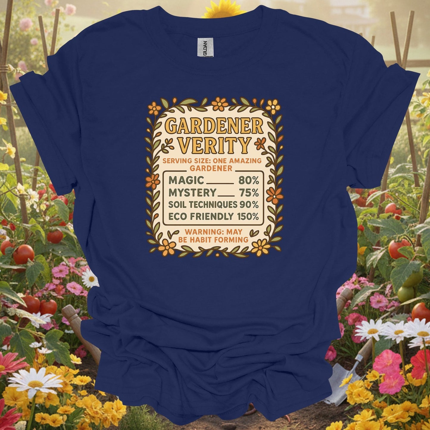Navy top showing gardener verity humorous gardener for green thumb folks