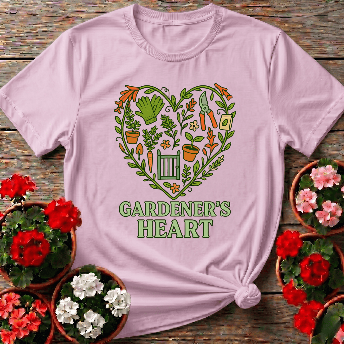 Gardener's Heart Gate Illustration Gardening T-Shirt - GardeningTshirts